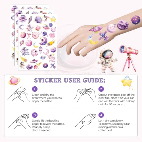 Two The Moon Temporary Tattoo Stickers - 280+ Space Party Designs