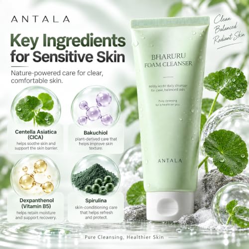 Antala Korean Face Wash - Gentle Foaming Cleanser for All Skin Types 8.45 oz