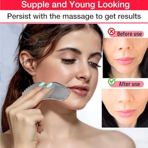 Gua Sha Facial Tools Stainless Steel guasha Tool for face Massage Scraper Tool gua sha Stainless Steel face Tools for Skincare Silver Facial Lip Tool, Facial Tension