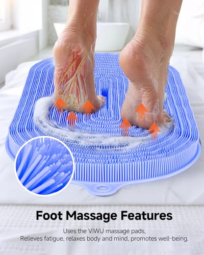 VIWU Extra Large Silicone Shower Foot Scrubber Mat & Massager (21.3" x 14")