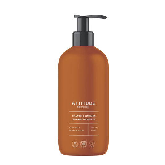 ATTITUDE Liquid Hand Soap, EWG Verified, Plant and Mineral-Based, Vegan Personal Care Products, Orange Cinnamon, 16 Fl Oz