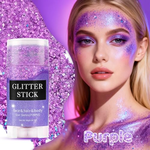 Purple Glitter Stick - Waterproof Holographic Body & Hair Shimmer
