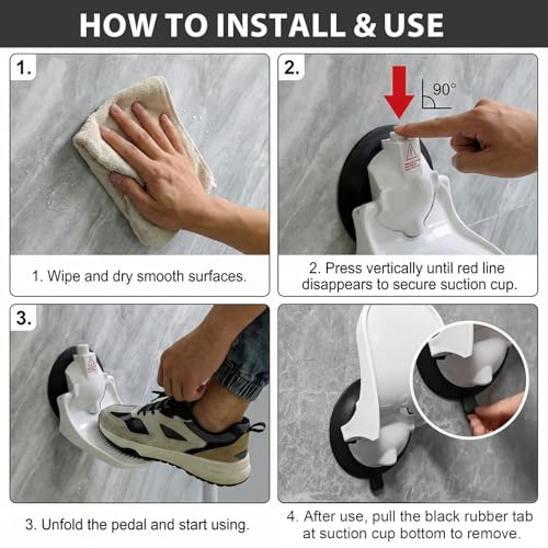 2PCS Shower Foot Rest, Strong Suction Cup Foldable Shower Step for Shaving Legs, No Drill Bathroom Foot Rest with Anti-Slip Surface for Elderly, Pregnancy, Portable for RV Travel