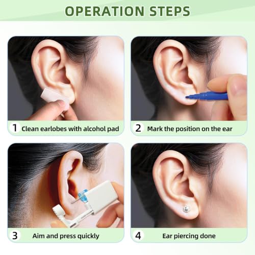 24-Piece Ear Piercing Kit with Guns, Earrings & Cleaning Pads