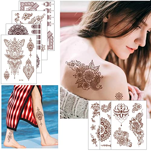 Henna Temporary Tattoo Stickers - 10 Pack Lace Designs