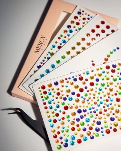 MERCY LONDON Face Gems Stickers - 4 Sheets Rainbow Rhinestones