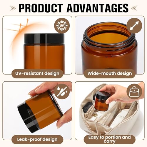 Amber Glass Jars with Lids 50 Pcs 2 oz - UV-Blocking, Leak-Proof with Labels & Spatulas (AstrivixDD)