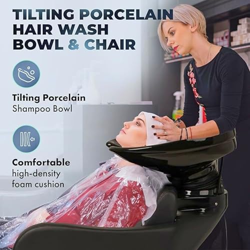 Buy-Rite Backwash Chair with Tilting Porcelain Bowl - Black