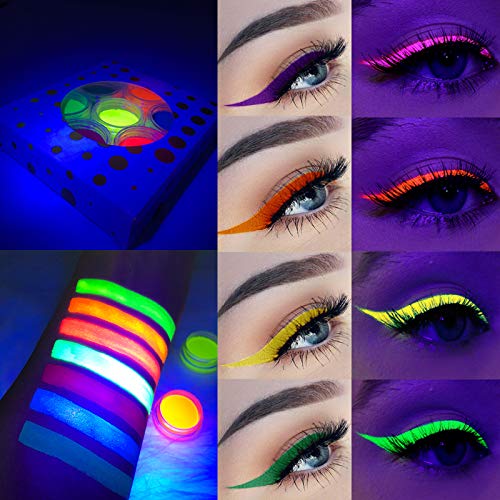ONMAY UV Reactive Eyeliner 7 Color Glow in Dark Body Paint Kit