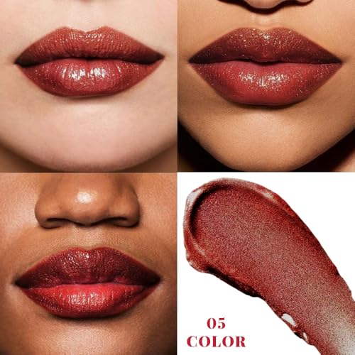 Shimmer Metallic Plumping Lipstick – Hydrating Red Brown Glow