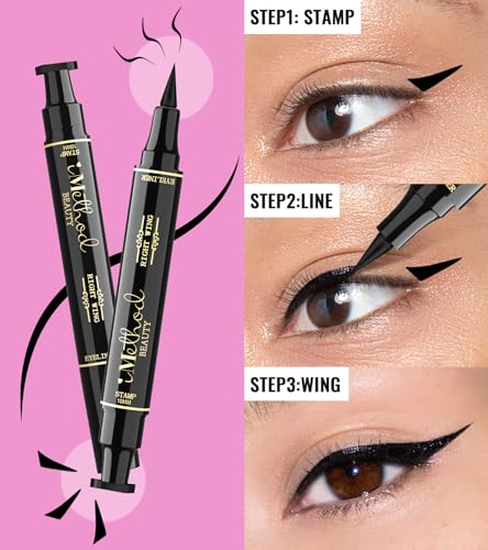 Eyeliner Stamp - 2021 iMethod 2 Pens Winged Eyeliner Stamp, Eyeliner Stamp Wingliner, Perfect Wing Cat Eye Stamp, Wing Eyeliner Stamp Tool, Liquid Eye Liner, Waterproof & Smudgeproof, 10 mm