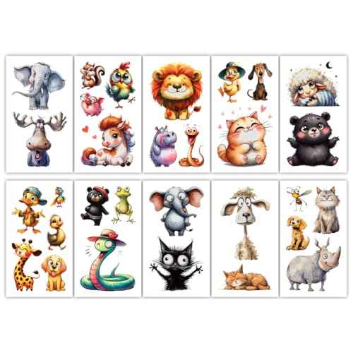 Temporary Tattoos - 30 Sheets Tattoos (Cute Animals)
