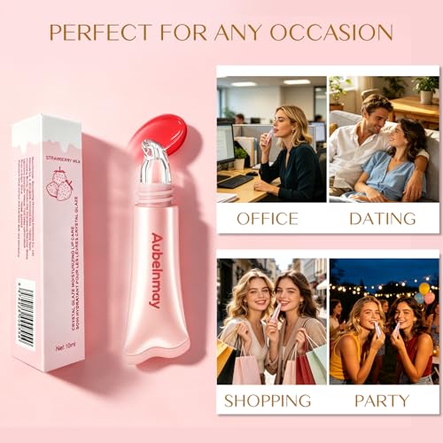 Aubelnmay Hydrating Lip Gloss Set - 4 Shades, Glass Finish Lip Jelly