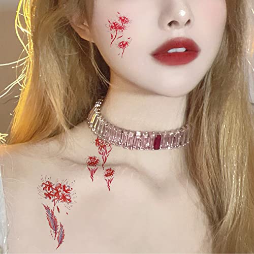 Lycoris Flower Temporary Tattoos for Women, 30 Sheets Waterproof