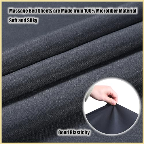 4 Sets Microfiber Massage Table Sheet Sets 3 Pcs Massage Bed Cover Soft Wrinkle Free Includes Massage Fitted Sheet,Massage Sheets and Face Cradle Cover for SPA Beauty Salon Tattoos (Black)
