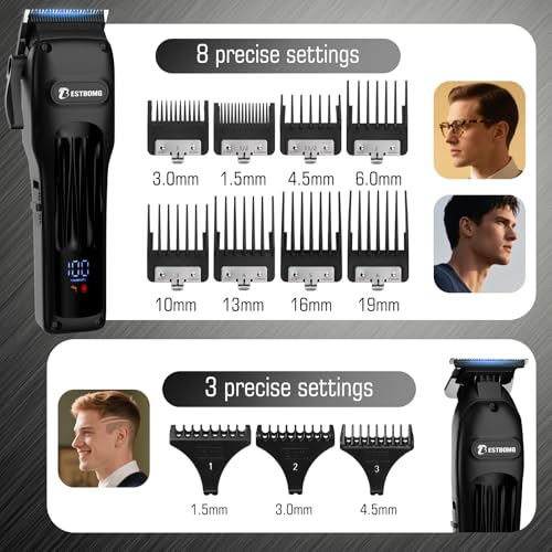 BESTBOMG® Professional Hair Clippers & Trimmer Set Black - Men’s Grooming Kit