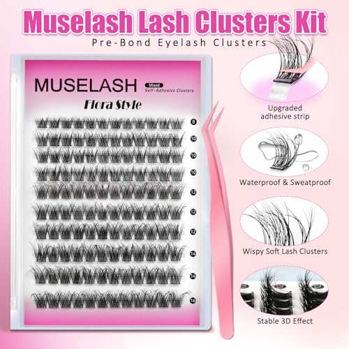 Self Adhesive Lash Clusters Kit - 120pcs Pre Glued Eyelash Extensions