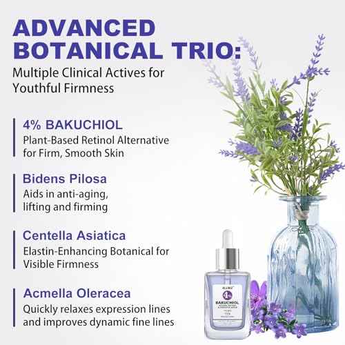 Bakuchiol Retinol Alternative Serum 50ML - 40,000 ppm All Plant-Based Formula Anti-Aging Face & Eye Care Plumping Serum for Sensitive Skin - Natural Firming & Elasticity