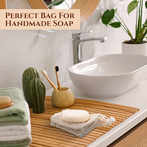 Rtteri 240 Pcs Soap Exfoliating Bag, Natural Sisal Soap Pouch Saver Body Shower Bar Mesh Body Net with Drawstring for Foaming and Drying