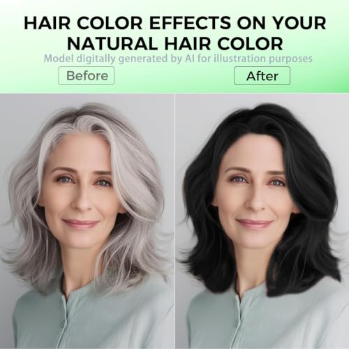 BELEZALIB Black Hair Dye Shampoo for Gray Coverage, 3-in-1