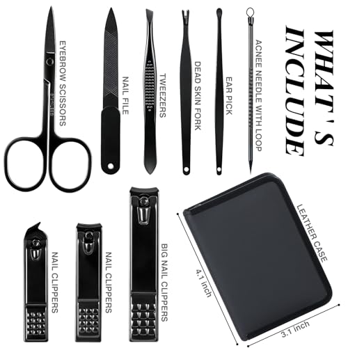 9-Piece Manicure and Pedicure Set with Travel Case for Nail Care