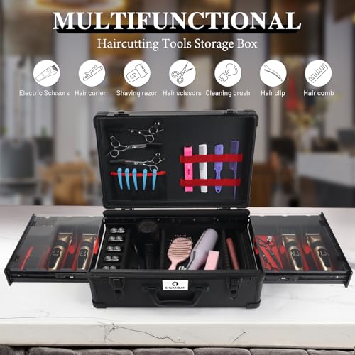 Professional Barber Case 20" Aluminum Organizer with 6 Clipper Slots