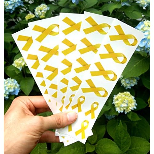 40 Yellow Ribbon Temporary Tattoos: Bone Cancer Awareness Tattoo