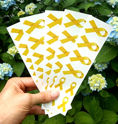 120 Yellow Ribbon Temporary Tattoos - Bone Cancer Awareness