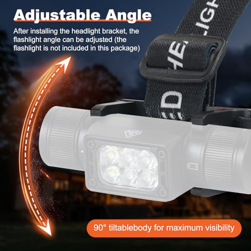 Lenporl Headlamp Strap with Bracket - 5 pcs Rechargeable LED Headlight Mount Clips for 22-26mm Flashlights