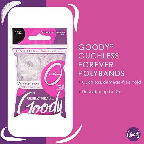 Goody Ouchless Forever Polybands Hair Ties Clear 150 Ct Variation