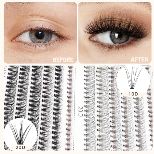 Bodermincer 10D 20D Cluster Lash Extensions 240pcs Mixed 10-14mm