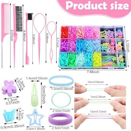 Hair Accessories for Girls, 1695 Pcs Toddler Hair Ties Elastic Hair Ties with Hair Clips Hair Tail Tools, Girls Hair Accessories for Baby Toddlers Kids