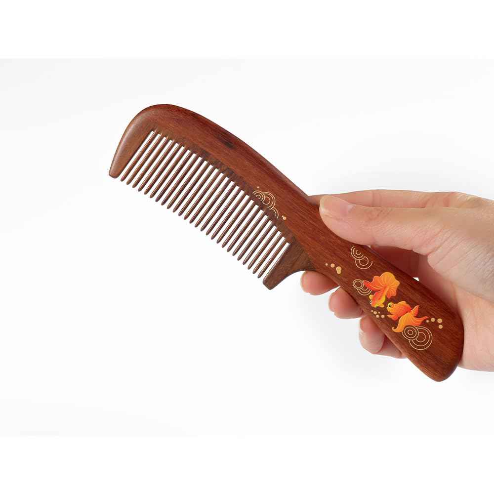 TAN MUJIANG Hair Comb Natural Wood Anti-static (Goldfish)