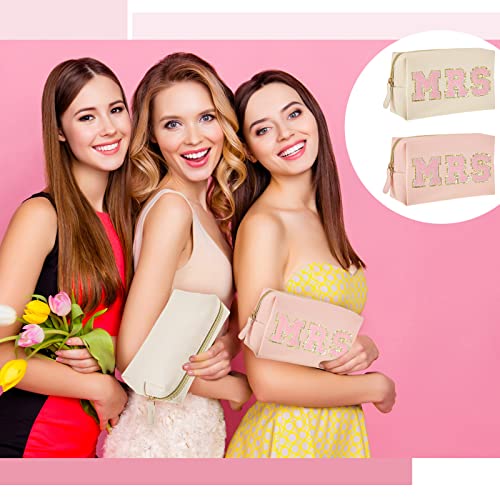 Cunno 24 Pcs Preppy Makeup Bag PU Leather Cosmetic Bag Makeup Pouch Plain Cosmetic Pouch Waterproof Toiletry Bags for Traveling Preppy Travel Purse Cosmetic Organizer