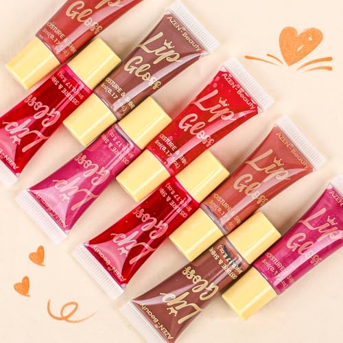 AZEN 24 Pack Lip Gloss Set with Vitamin E & Coconut Oil