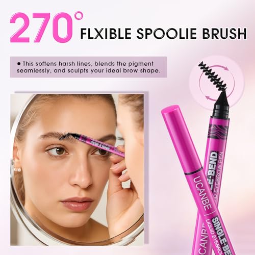 UCANBE 2-in-1 Curved Eyebrow Pen with Spoolie Brush