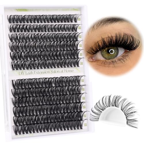 ALICE Lash Clusters DIY Lash Extensions 240PCS 14-20MM Individual Lashes Cluster Lashes Natural 40D Eyelash Extensions Faux Mink Individual Eyelashes