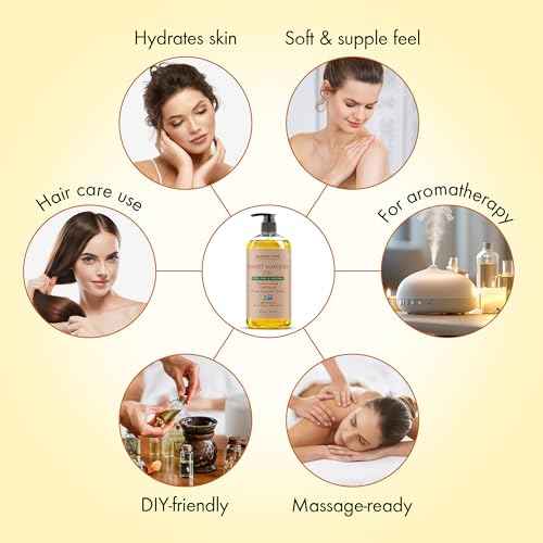 Majestic Pure Sweet Almond Oil - 100% Pure & Natural - Premium Grade, Cold-Pressed, Hexane-Free Carrier Oil for Skin, Hair and Body - Moisturizing Skin, Hair and Scalp - 8 Fl Oz