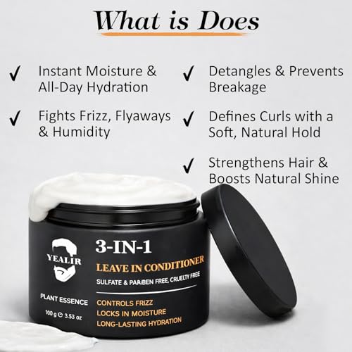 Leave-In Conditioner for Men - 3-in-1 Frizz Control & Curl Definition