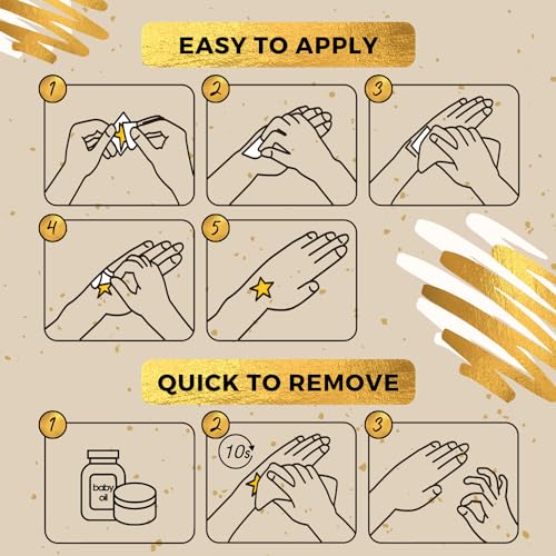 Gold Metallic Temporary Tattoos - 150+ Henna Stickers for Adults & Kids