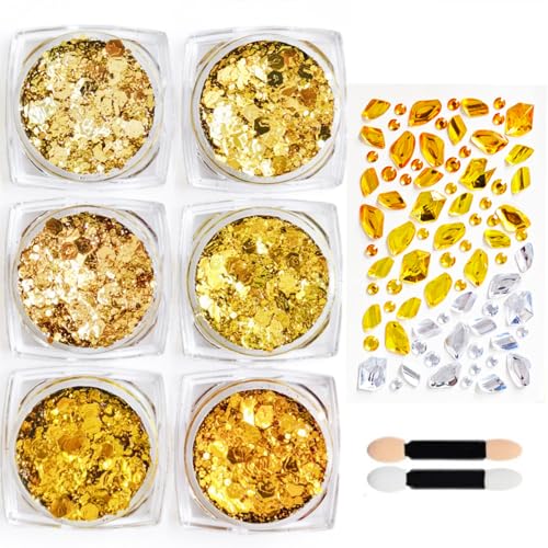 Gold Face Gems Rhinestone Stickers & Glitter Set