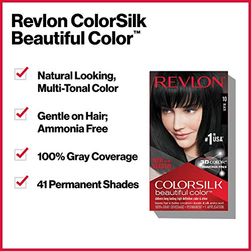 Revlon Permanent Hair Color - Ammonia-Free Black Hair Dye with Keratin, 4.4oz