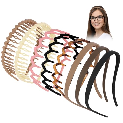8-Pack Non-Slip Zig Zag Headbands for Women - KEUKORZ Hair Accessories