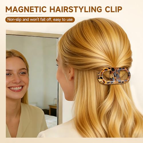 4Pcs Magnetic Hair Clips for Women - Seamless, Crease-Free Hold