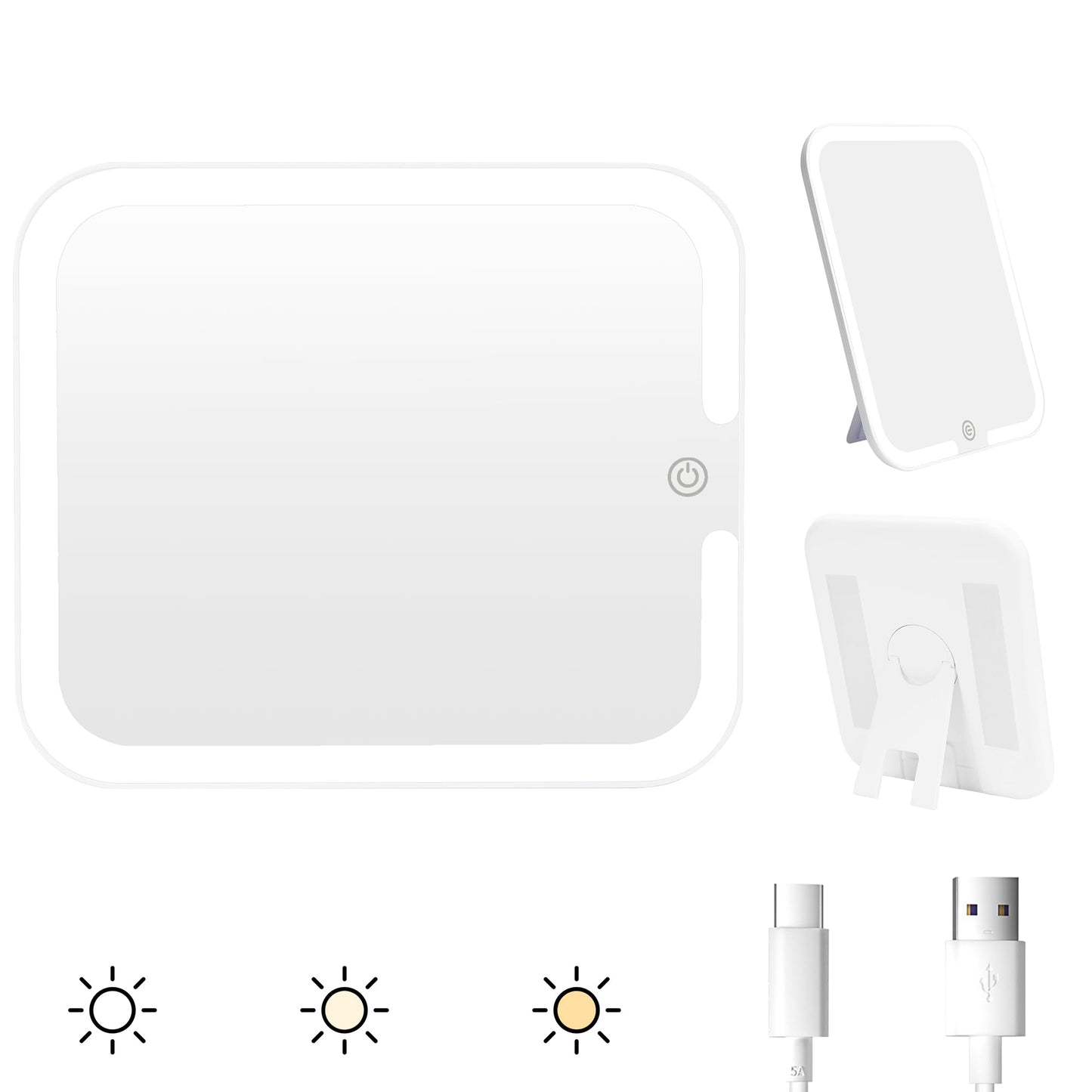 Relavel Makeup Mirror with Lights, LED Replacement for Makeup Bag, 3 Color Lights, Brightness Adjustable, 8.3 x 5.1 Inches