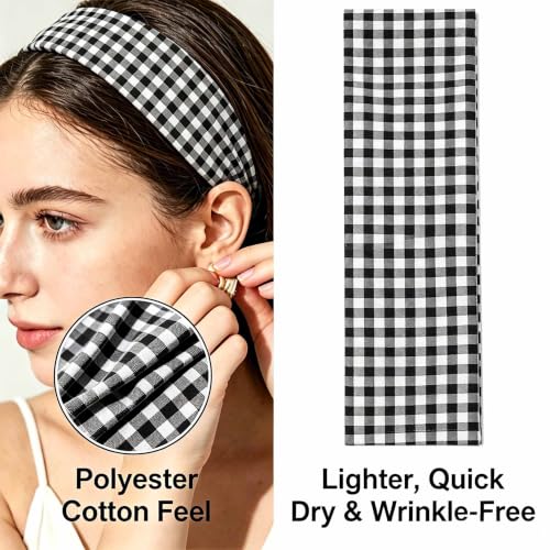 Gingham Headbands for Women - 8 Pack, Plaid Hair Bands
