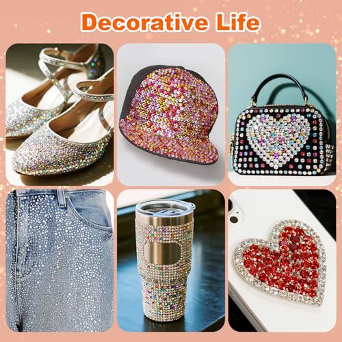 EGKamh 50,000PCS 28-Color 3mm Jelly Multicolored Rhinestones Bedazzling Kit with Glue & Tools