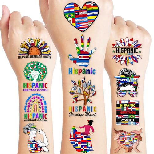 100 PCS Hispanic Heritage Temporary Tattoos - Latino Culture