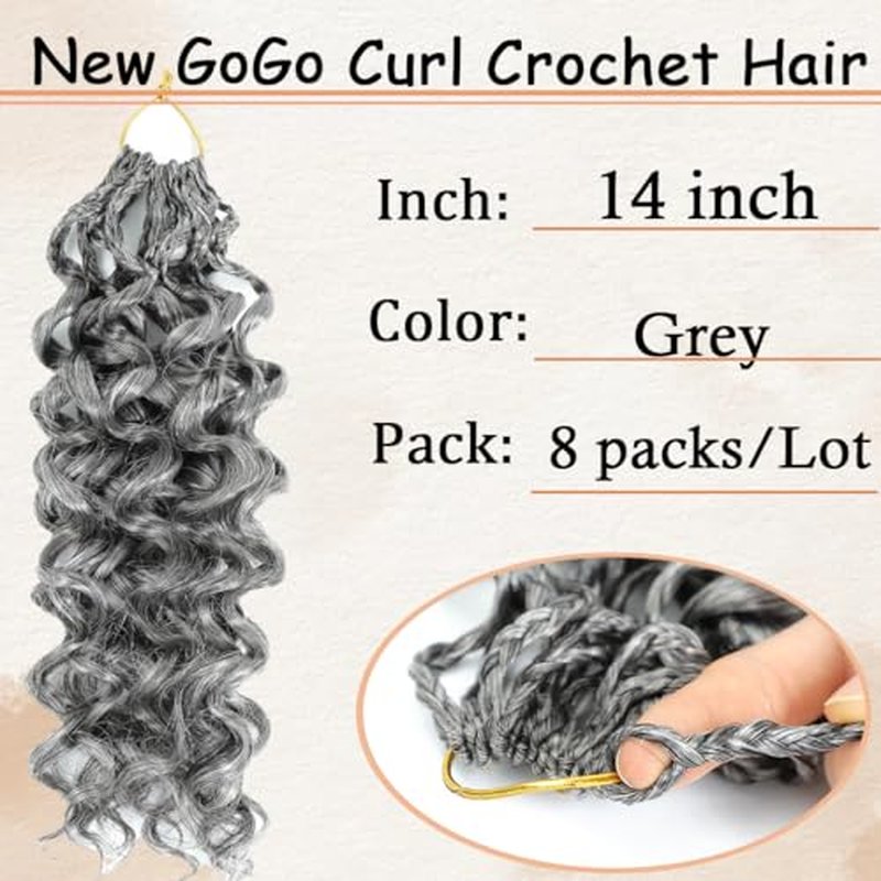 Gogo Curl Crochet Hair 14 Inch 8 Pack Pre-looped