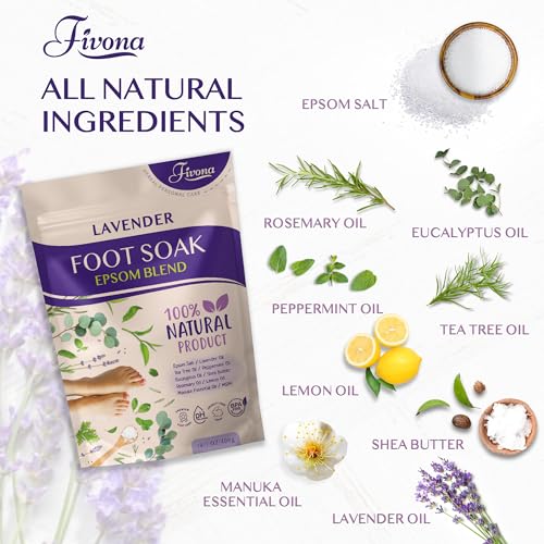 Fivona Foot Soak Epsom Salt with Lavender 14.1 oz